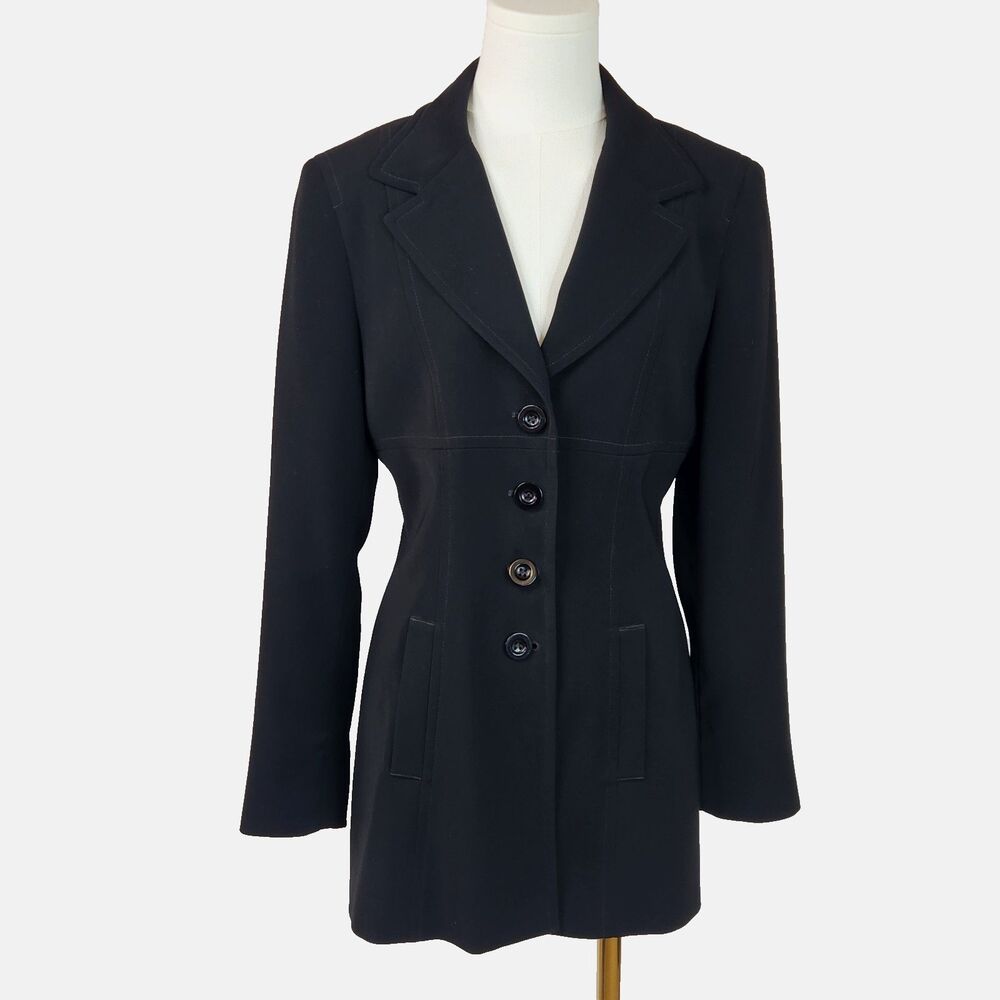 Vintage 90s Bebe Black Longline Hourglass Blazer Jacket Size 6 USA Made Gothcore